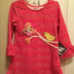 Girls 3/4 Sleeve Chevron Cut Layered Dress 2T NWT